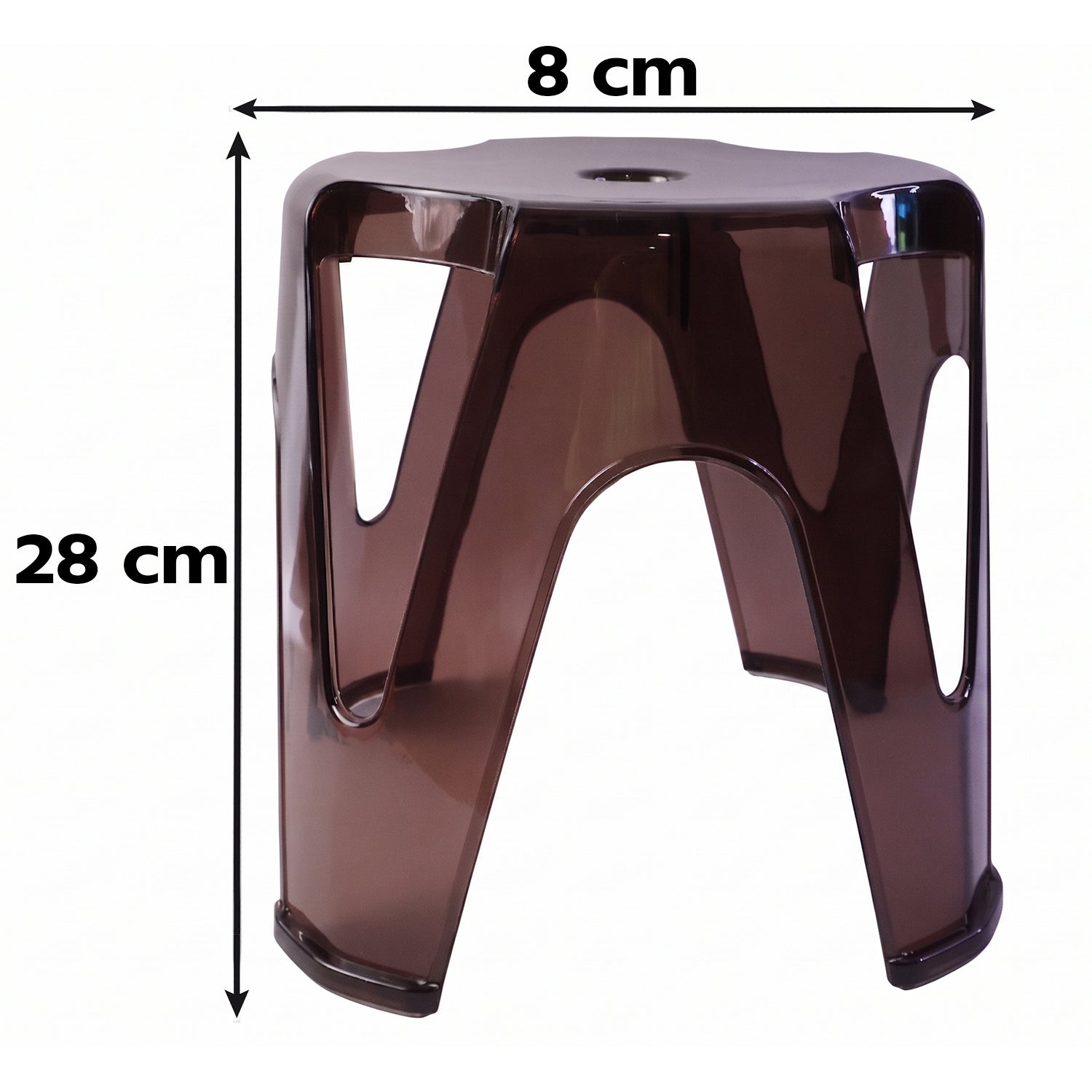 Set of four Wukusy transparent plastic sitting stools, 28x26cm, sturdy indoor and outdoor seats with a modern design.