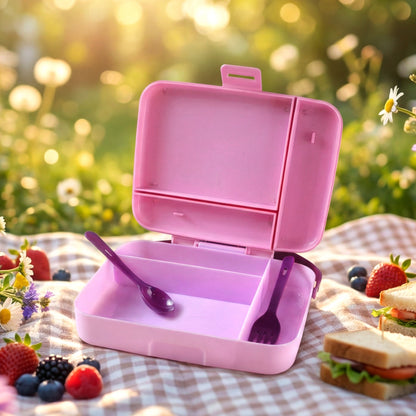Wukusy smart leak-proof lunch box with three compartments and spoon set, ideal for healthy meal storage and transport.