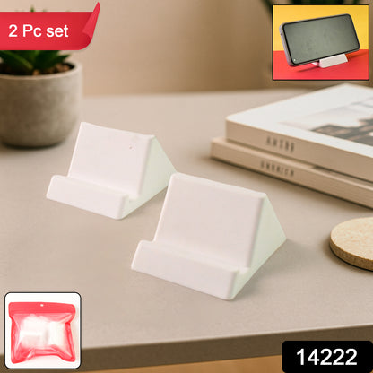 Two Wukusy compact plastic mobile phone holder stands in mixed colors, designed for hands-free phone support.