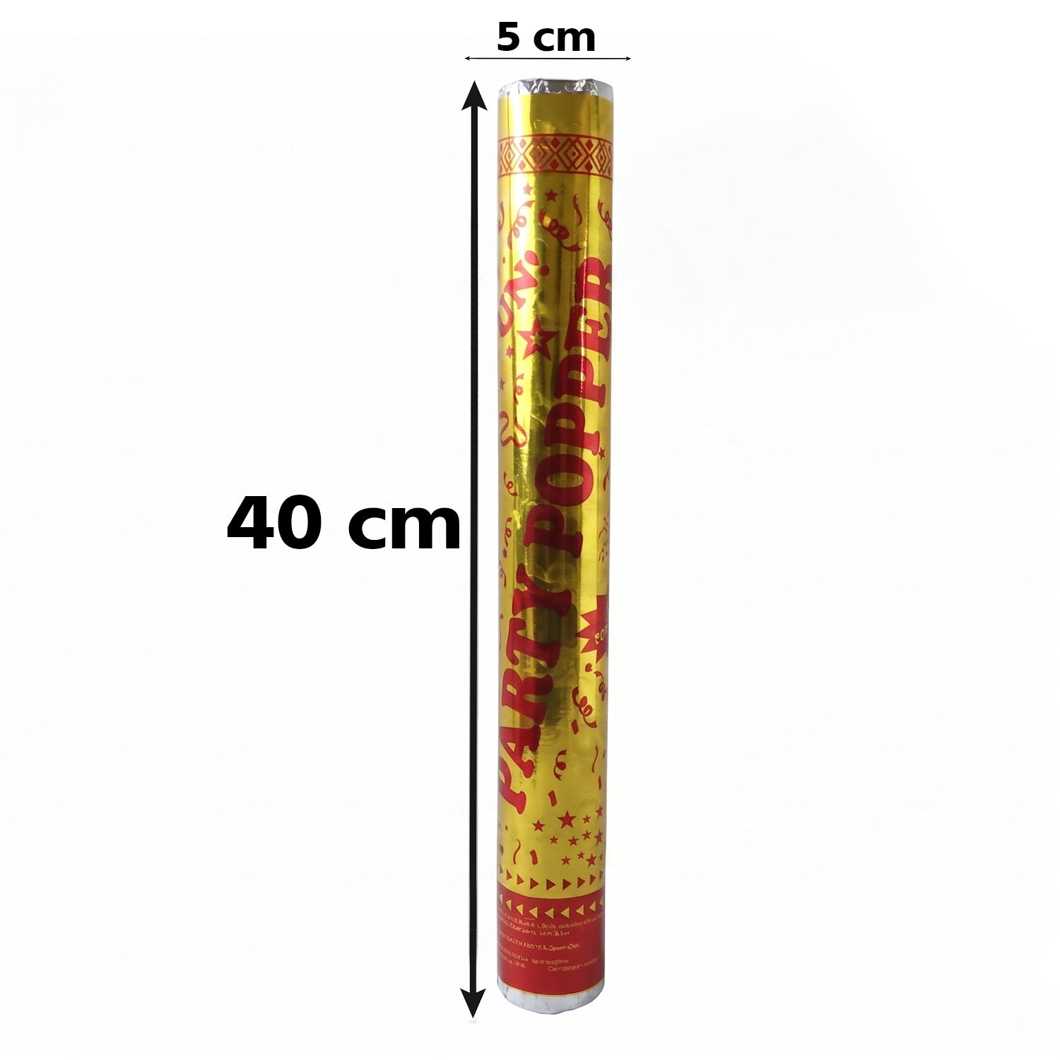 Wukusy golden party popper confetti cannon shooter for birthday and celebration, with colorful confetti ready to burst.