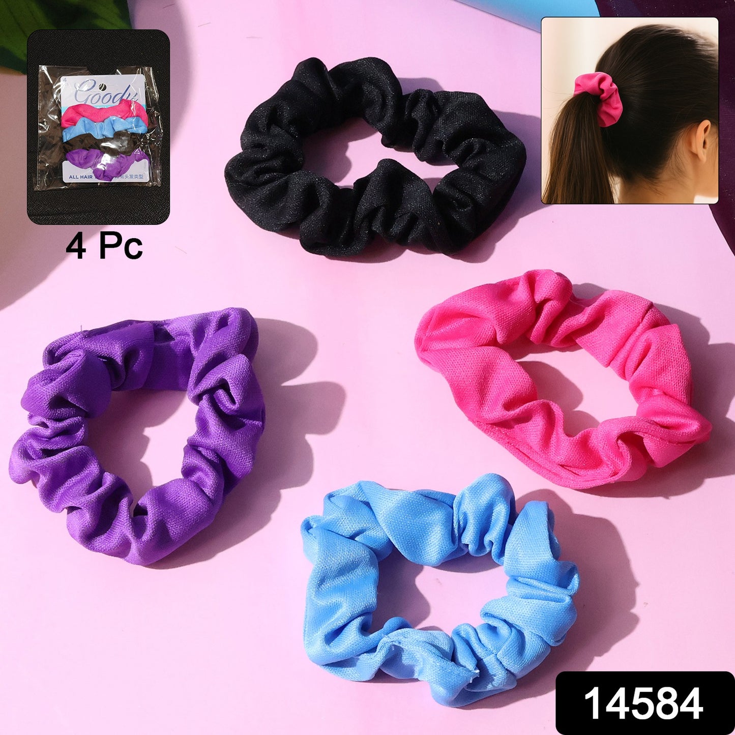 Set of soft elastic hair scrunchies by Wukusy, colorful fabric hair accessories for gentle hold and stylish hair styling.
