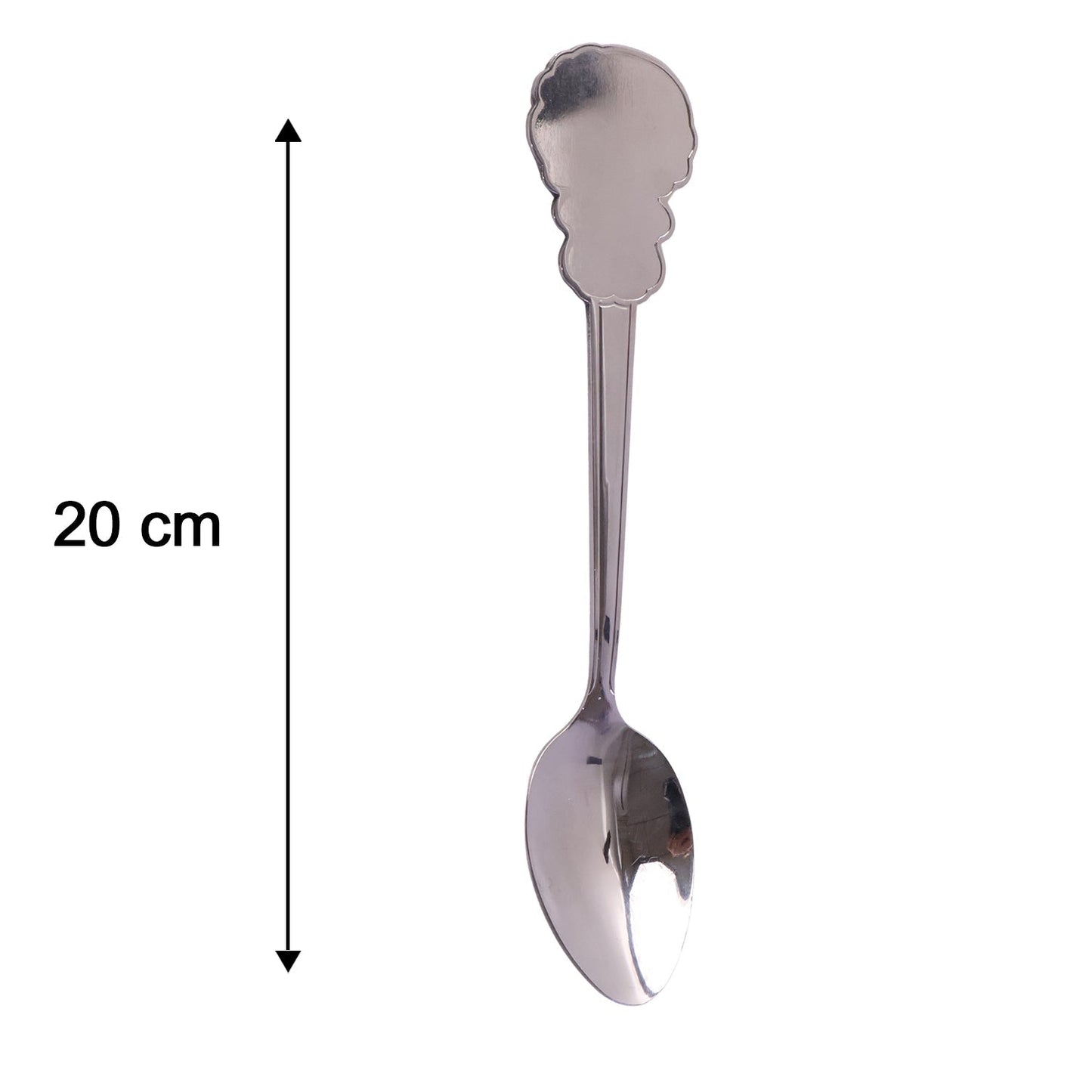 Wukusy stainless steel carved handle dinner spoon with ornate design, ideal for dining and kitchen use.