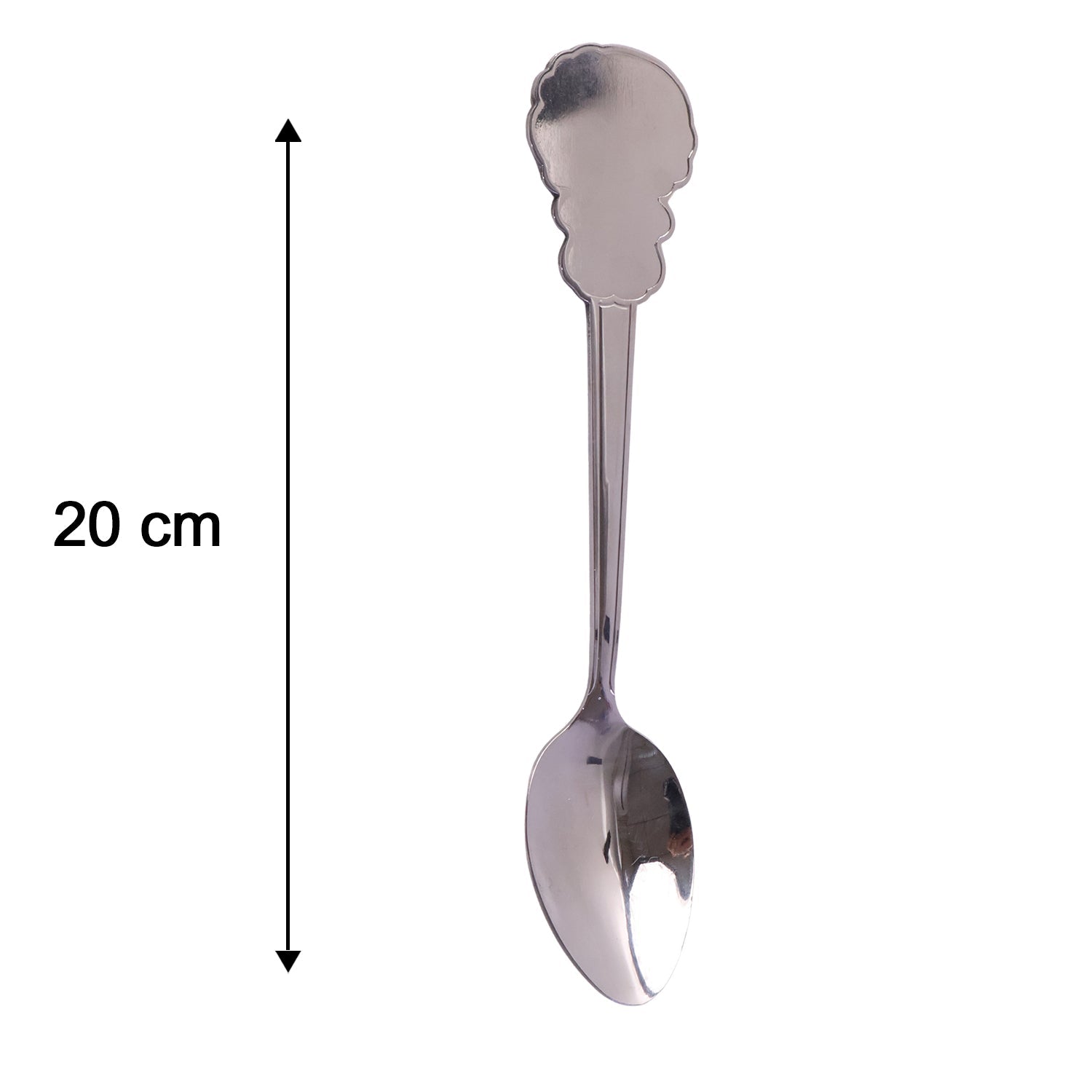 Wukusy stainless steel carved handle dinner spoon with ornate design, ideal for dining and kitchen use.