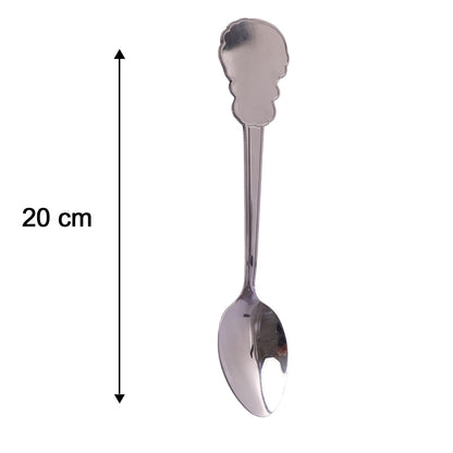 Wukusy stainless steel carved handle dinner spoon with ornate design, ideal for dining and kitchen use.
