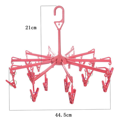 Wukusy 7045 plastic foldable underwear hanging dryer with 16 clips, clothes hanger for drying underwear, baby clothes, socks, bras, towels