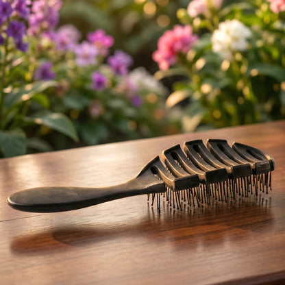 Wukusy plastic soft wide-tooth detangling hair comb, lightweight and gentle for all hair types, shown on white background.