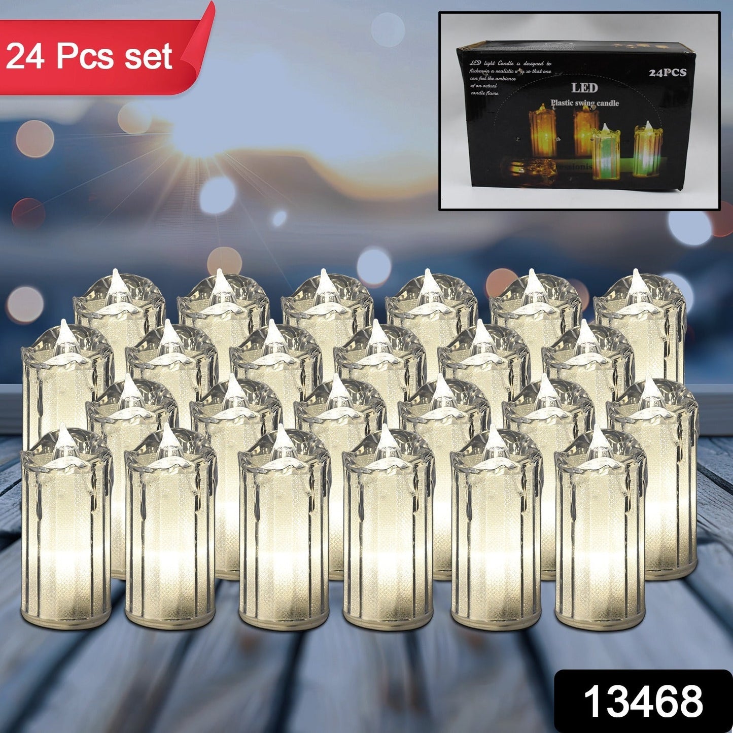 Wukusy 24-piece flameless LED tea light candles, decorative melting candles with flickering electronic flame for home decor.
