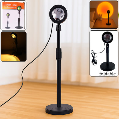 Wukusy 6423 sunset projection lamp with four color options, LED night light, ideal for home ambiance and decoration.