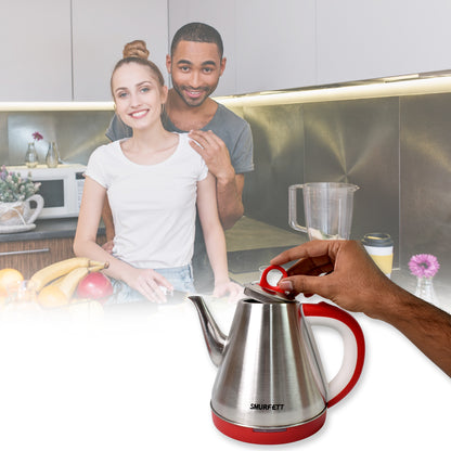 Wukusy stainless steel electric kettle with 1.5-liter capacity and 1500W power, suitable for home kitchen use.