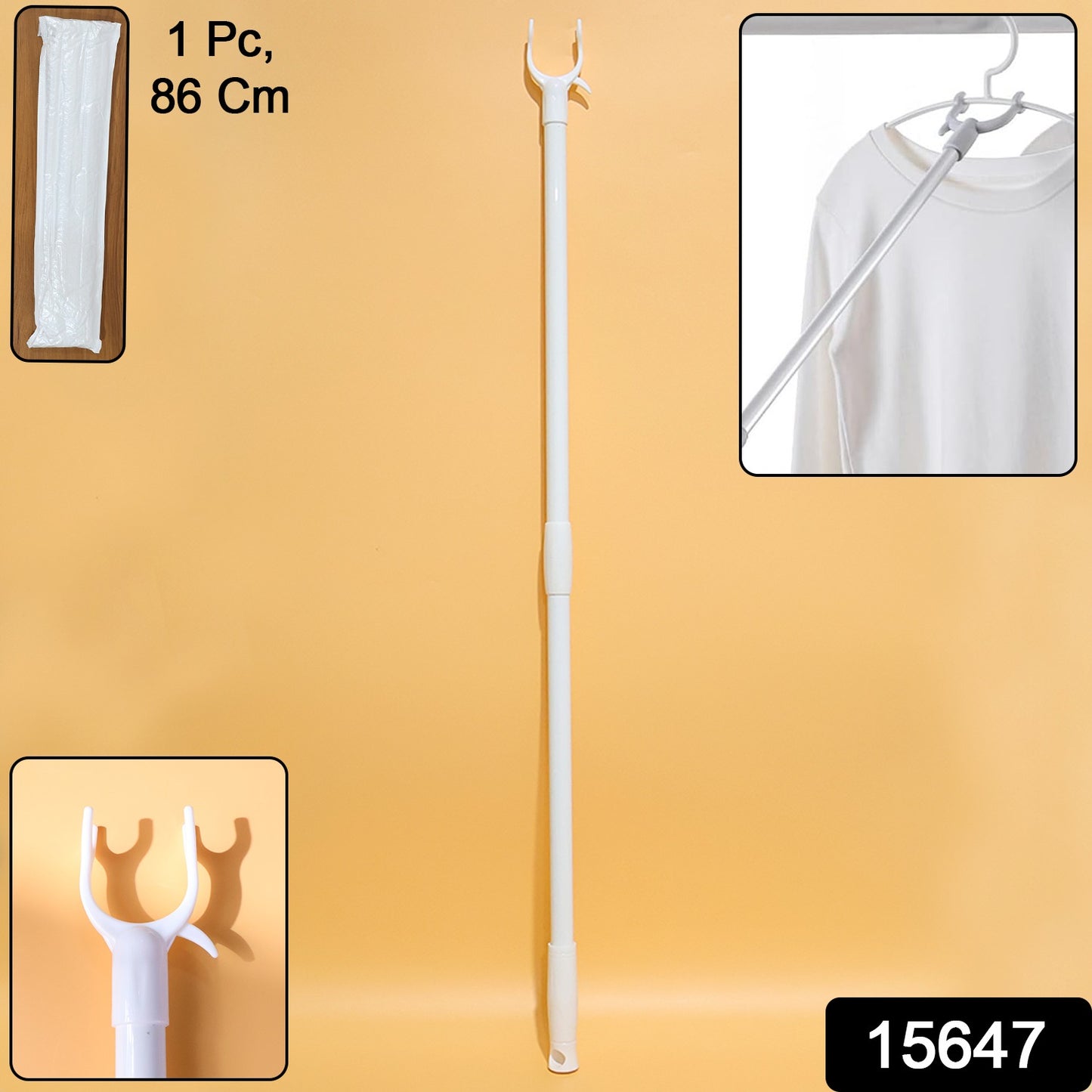 Wukusy premium long reach clothes hook rod, 86 cm, metal finish, designed for home improvement and hanging clothes efficiently.