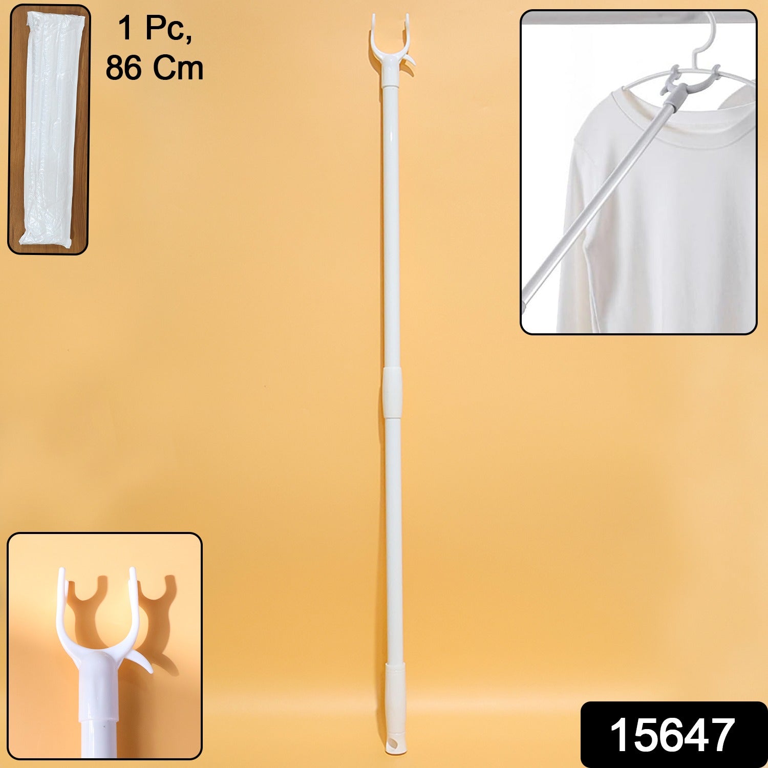 Wukusy premium long reach clothes hook rod, 86 cm, metal finish, designed for home improvement and hanging clothes efficiently.