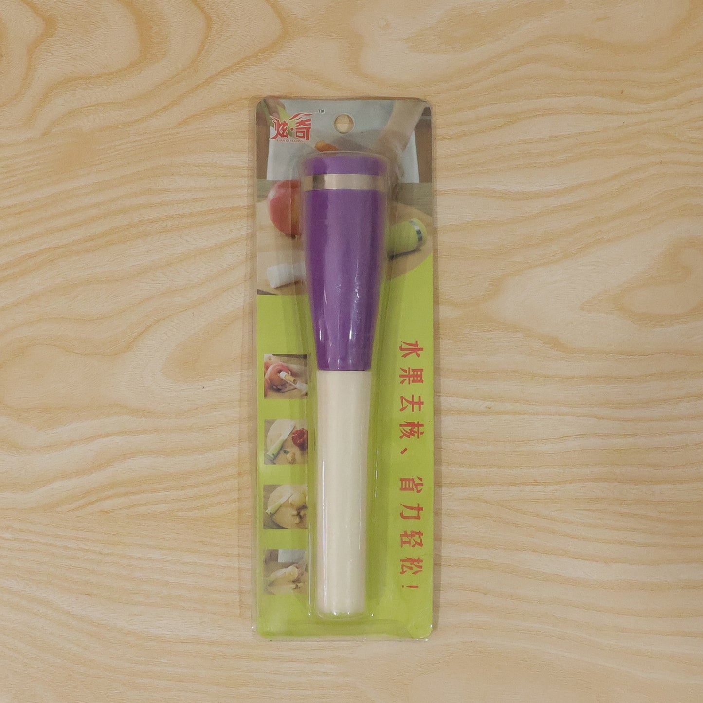 Wukusy multipurpose apple cutter and corer tool with stainless steel blades, designed for slicing, peeling, and coring apples.