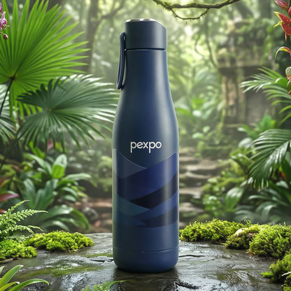 Wukusy Pexpo Infinity Art stainless steel water bottle, 750ml, with vacuum insulation and sleek design for hot and cold drinks.