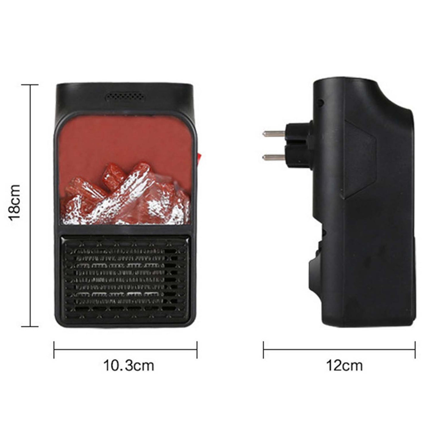 Wukusy portable electric fireplace lamp with LED flame effect and 900W heater, suitable for office use.