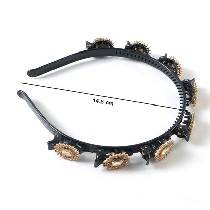 Gold stone studded designer hair band by Wukusy featuring elegant embellishments and a stylish, premium finish.