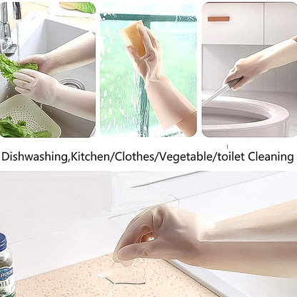Pair of Wukusy kitchen cleaning gloves for household use, showing soft, waterproof material and flexible fit for effective cleaning.