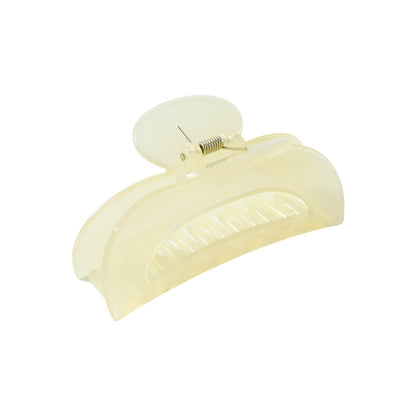 Large Wukusy hair claw clip with elegant design, shown holding hair in a stylish updo, made of durable plastic material.
