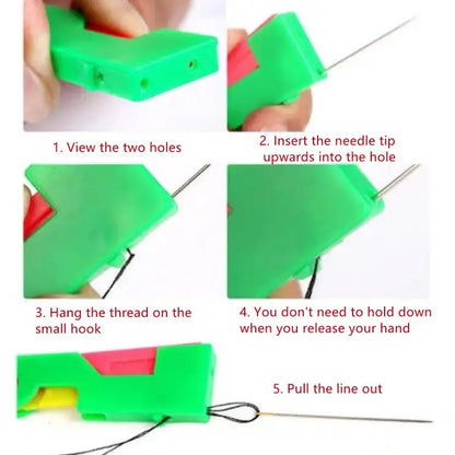Wukusy automatic needle threading device in multicolour for home improvement, showing compact design and colorful threading components.