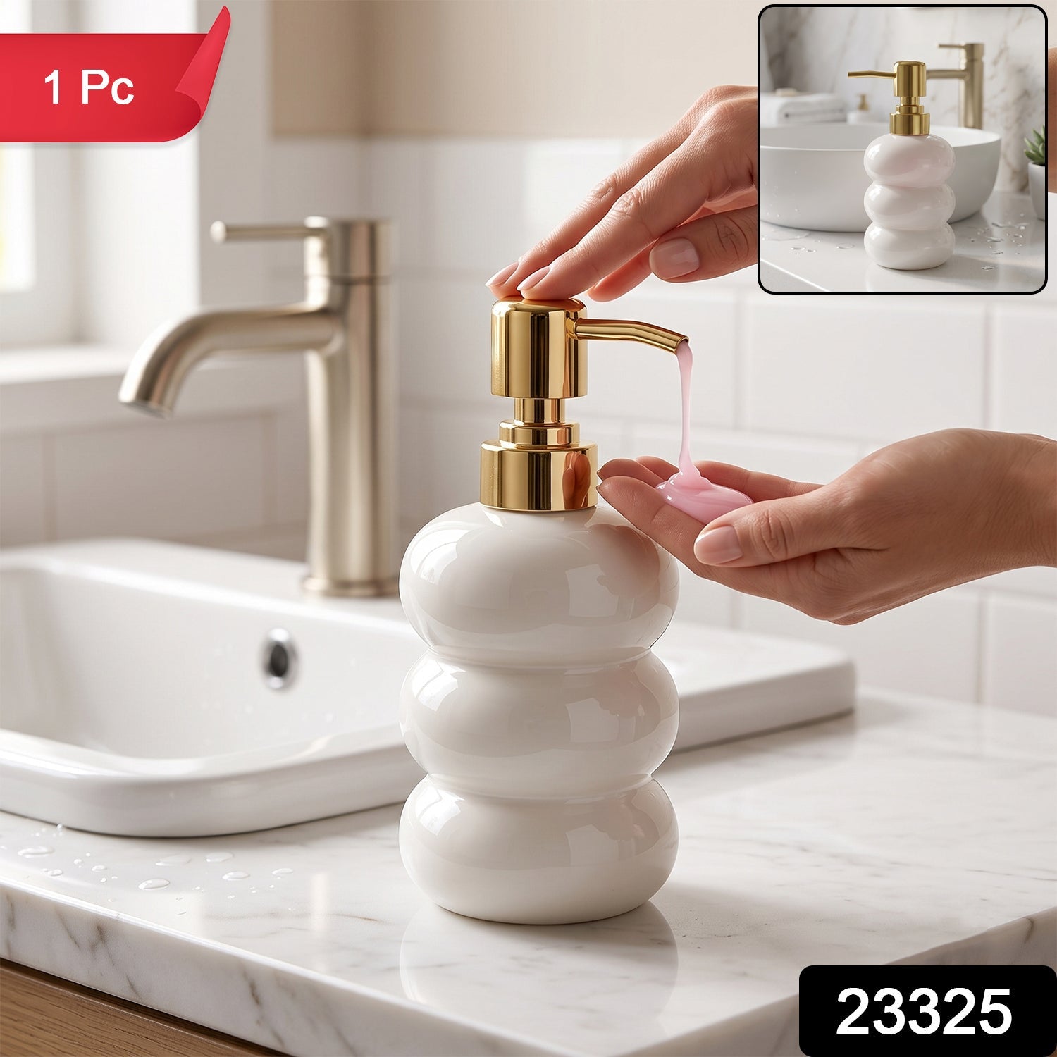 Wukusy glass liquid soap dispenser bottle with gold pump, refillable, elegant design, ideal for kitchen or bathroom use.