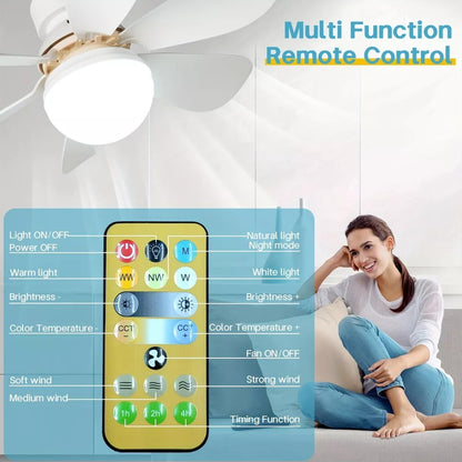 Wukusy 40W LED ceiling fan remote control for electronic fans, with buttons for fan speed and light adjustment.