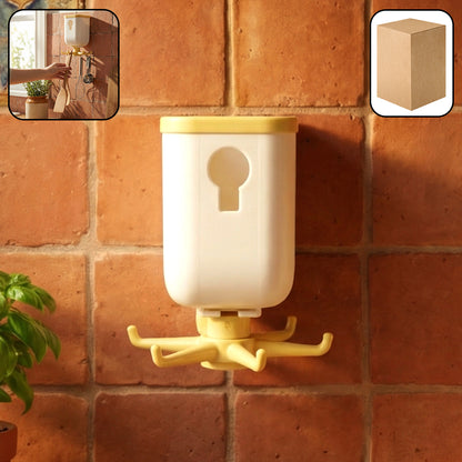 Wukusy 360 rotating heavy-duty sticky wall hook for versatile storage, shown installed on a wall with a clear view of the hook design.