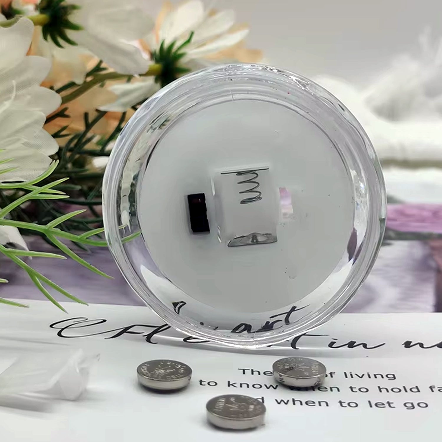 Decorative LED crystal candle light by Wukusy, showcasing a luminous, elegant home decor piece with crystal accents.
