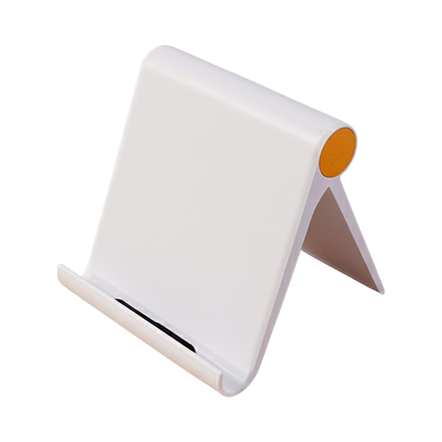 White plastic foldable desktop mobile stand by Wukusy, compact and adjustable for hands-free viewing of smartphones.