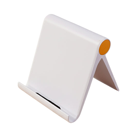 White plastic foldable desktop mobile stand by Wukusy, compact and adjustable for hands-free viewing of smartphones.