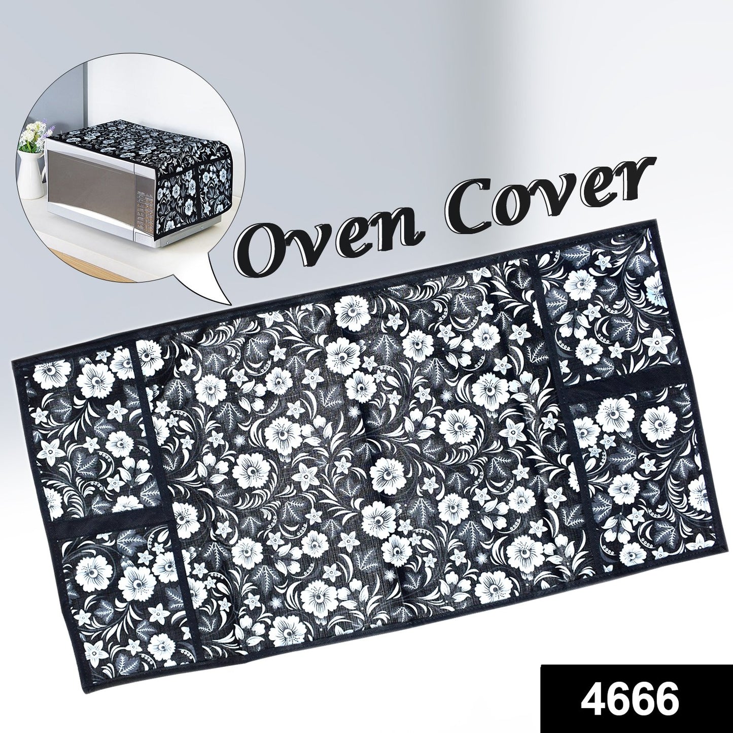 Wukusy microwave oven cover in a neutral fabric, designed to protect and keep microwave surfaces clean in the home kitchen.