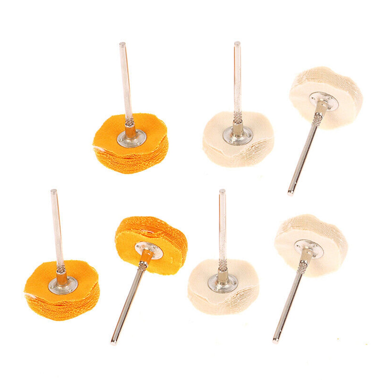 Set of 7 Wukusy polisher buffer wheels and buffing pads for rotary drill polishing and buffing hardware tools.