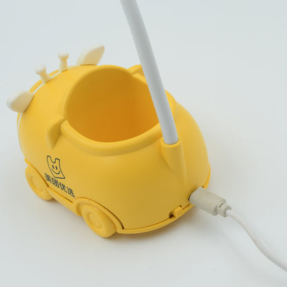 Wukusy LED reading desk lamp with 360° adjustable arm, foldable design, USB charging port, ideal for home or office use.