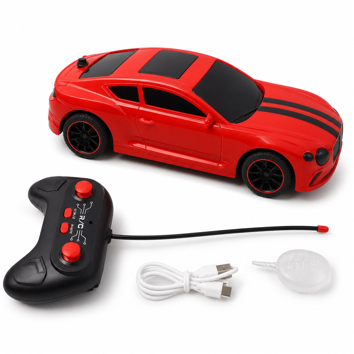 Wukusy remote control sports car toy for kids, high-speed RC racing car with sleek design and colorful details, perfect for young racers