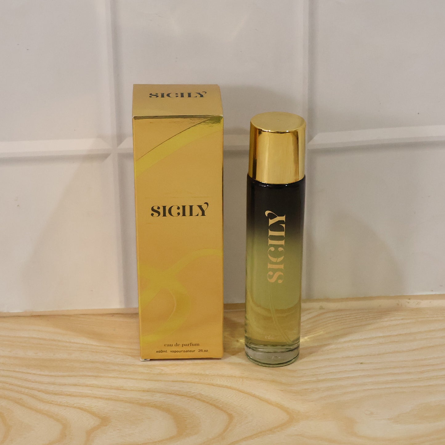 Wukusy Sicily Premium Eau De Parfum spray bottle, 60ml, with elegant packaging and floral fragrance design.