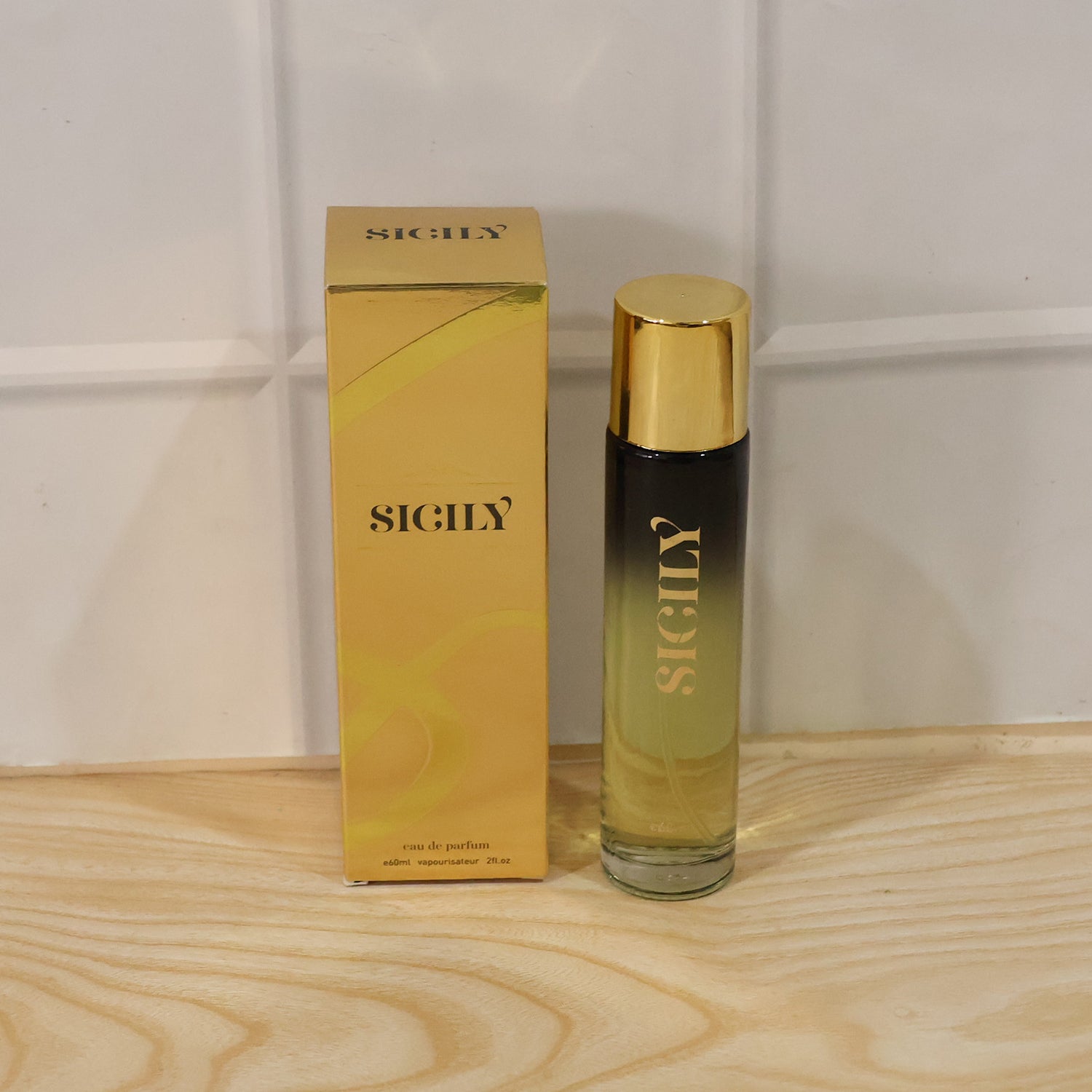 Wukusy Sicily Premium Eau De Parfum spray bottle, 60ml, with elegant packaging and floral fragrance design.