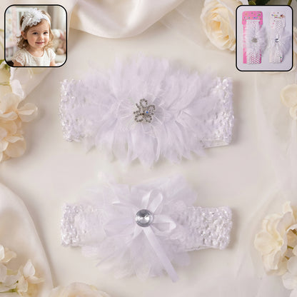 Soft elastic baby hair headband with floral lace design, featuring a mix of patterns, by Wukusy.