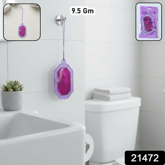 Wukusy lavender gel hanging bathroom air freshener, 9.5g, with a clear plastic clip and lavender scent in a compact design