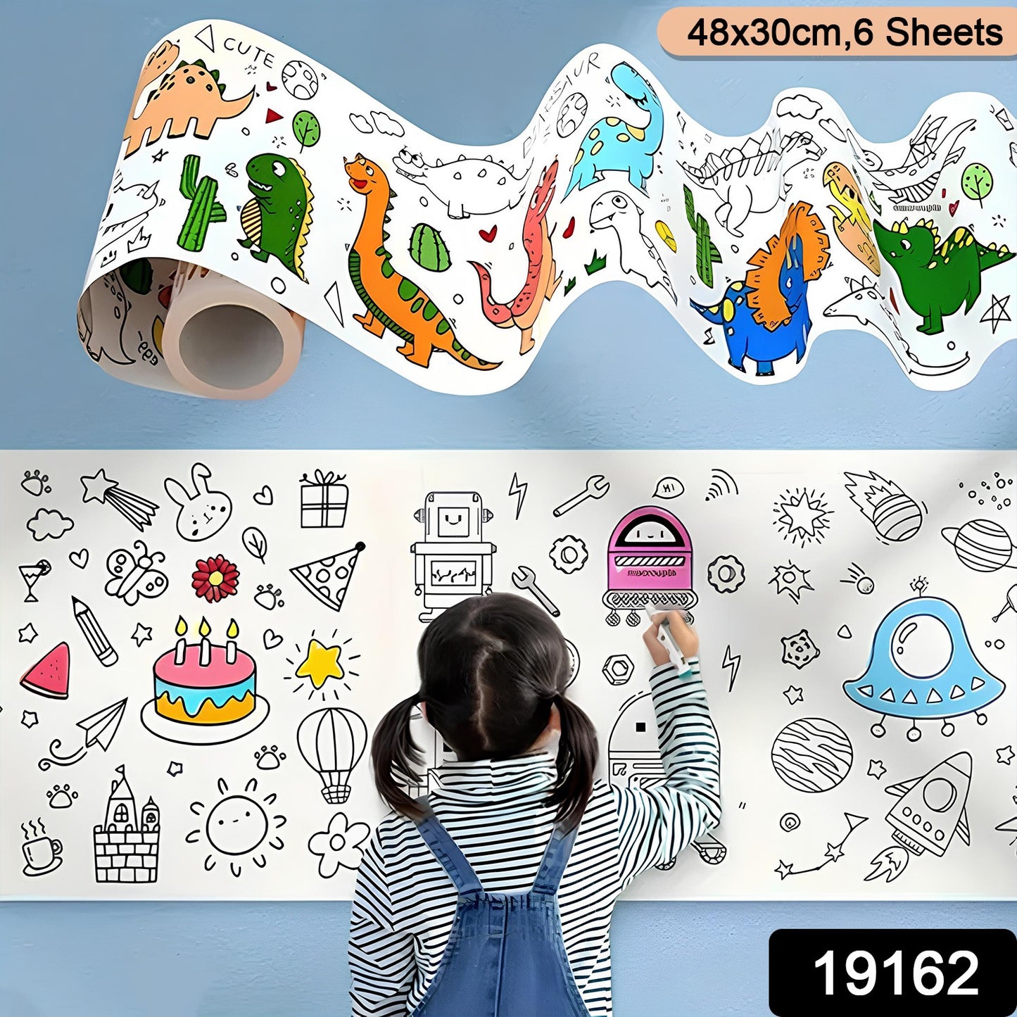 Wukusy fun and educational coloring roll toy featuring colorful illustrations for kids to color and learn.