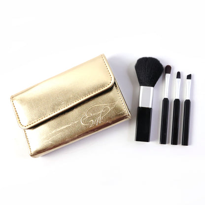 Wukusy 4-in-1 professional makeup brush set with premium storage pouch, featuring various brushes for face and eye makeup application.