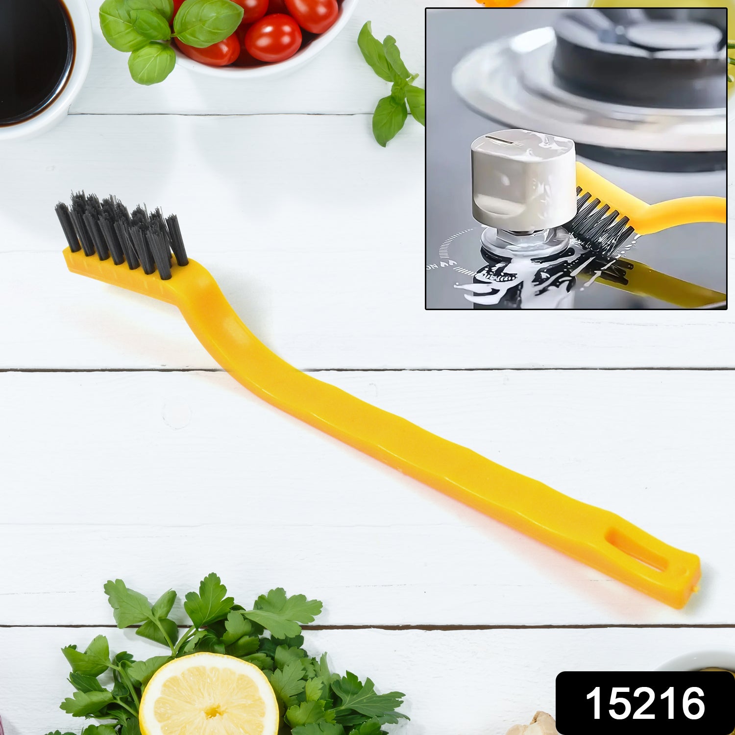 Wukusy mini nylon wire brush for cleaning, with a small handle and durable bristles, ideal for kitchen and household use