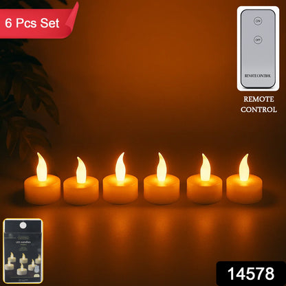 Wukusy premium 6-piece LED flameless candle light set with remote control for home decor, featuring realistic flickering candle effects.