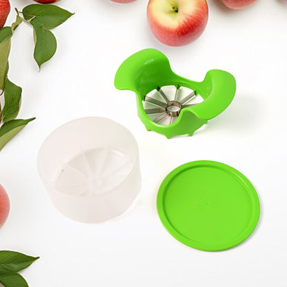 Wukusy Apex apple cutter with container, unbreakable ABS body, stainless steel blades for easy slicing and portioning.