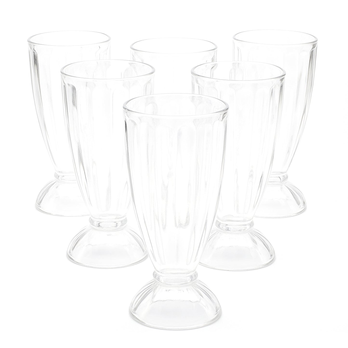 Six Wukusy Apex Premium Dessert Falooda glasses, 400ml capacity each, showcasing elegant glassware for desserts and beverages.
