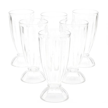 Six Wukusy Apex Premium Dessert Falooda glasses, 400ml capacity each, showcasing elegant glassware for desserts and beverages.