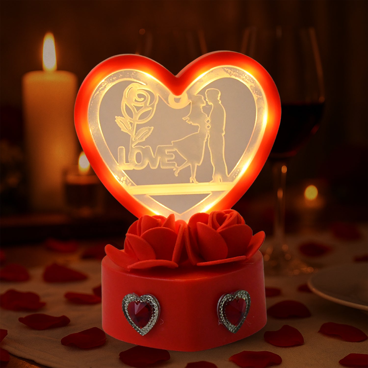 Heart-shaped love couple decorative showpiece for home decor by Wukusy, featuring a romantic couple figure, perfect for romantic settings.