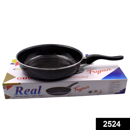 Wukusy 2524 induction base hard anodized tadka fry pan with nonstick surface, ideal for Indian cooking and sautéing.