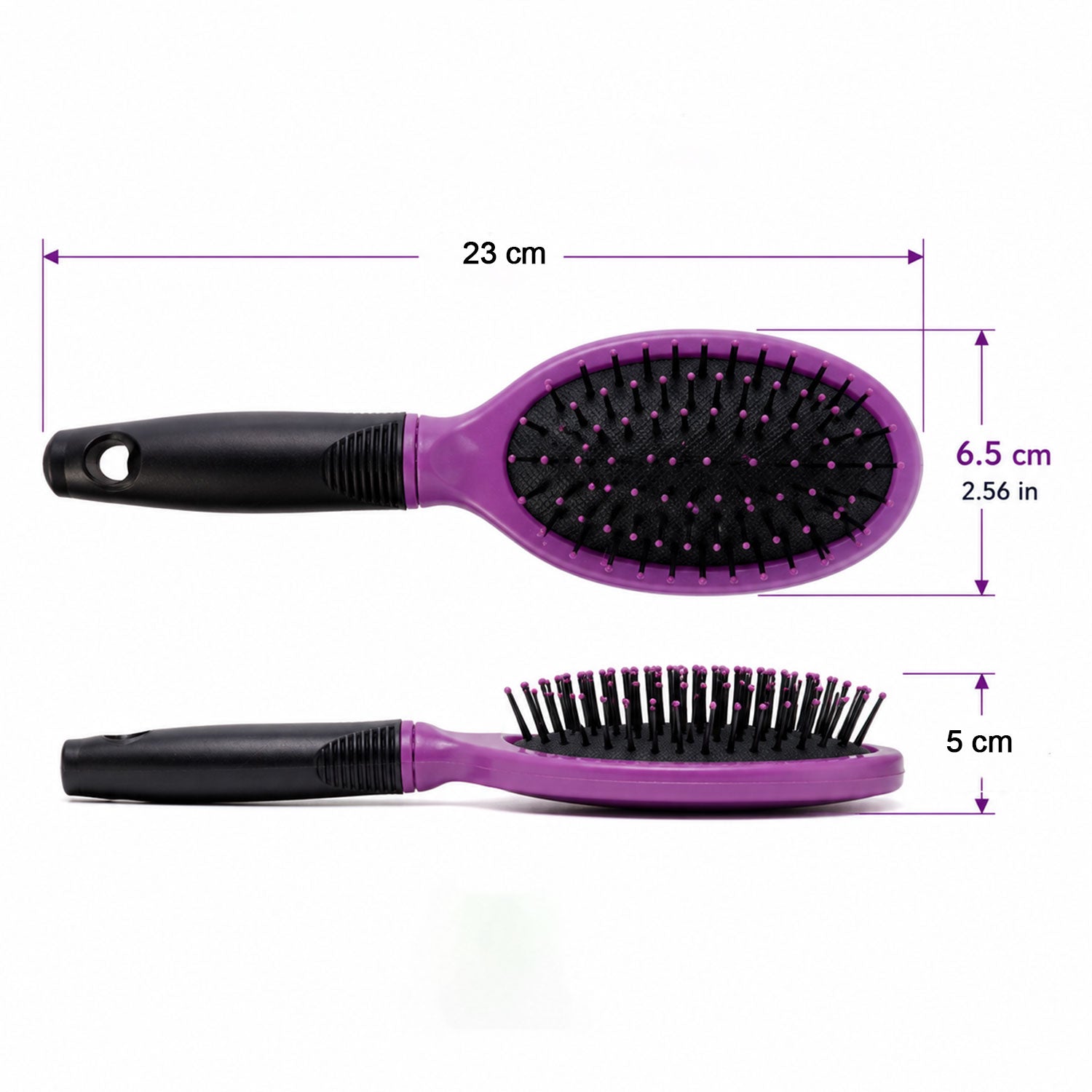 Wukusy cushioned paddle hair brush with ball tip bristles, suitable for men and women, shown with close-up of bristles and cushioning.