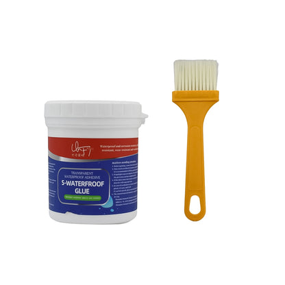 Wukusy 7935 transparent waterproof glue with brush, 250g, for outdoor sealing, bathroom, tiles, windows, roof, and leak protection