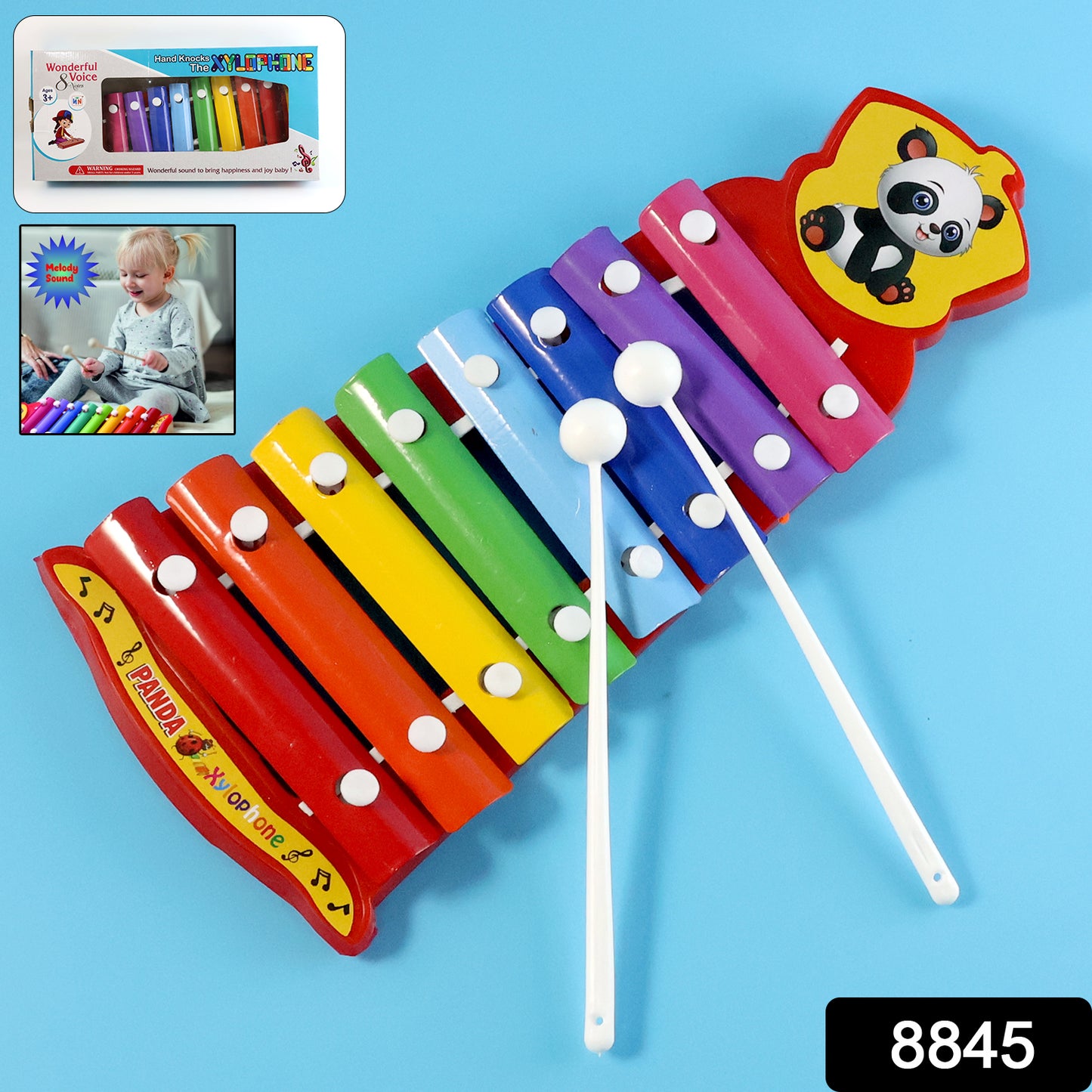 Colorful kids' musical xylophone toy by Wukusy with vibrant keys and wooden frame, perfect for children's musical play.