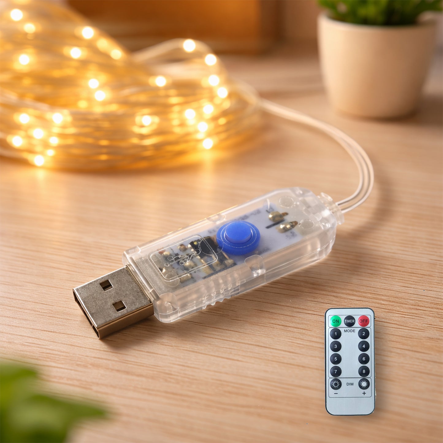 Wukusy decorative LED string light set with mixed design, featuring warm white LED bulbs on a flexible string for ambiance.