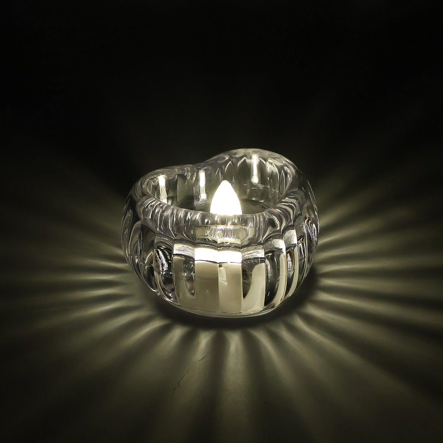 Set of six Wukusy LED crystal tealight candles for flameless home decor, featuring sparkling crystal designs and warm ambient glow.